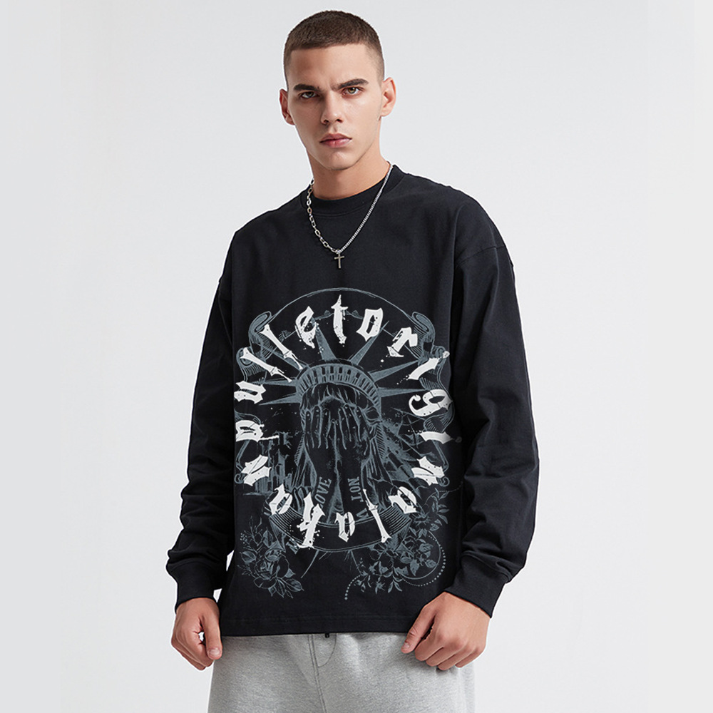 Statue Of Liberty Letters Circle Long-Sleeve Shirt
