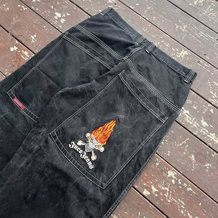 BAGGOUT Trendy street style crossbones print denim