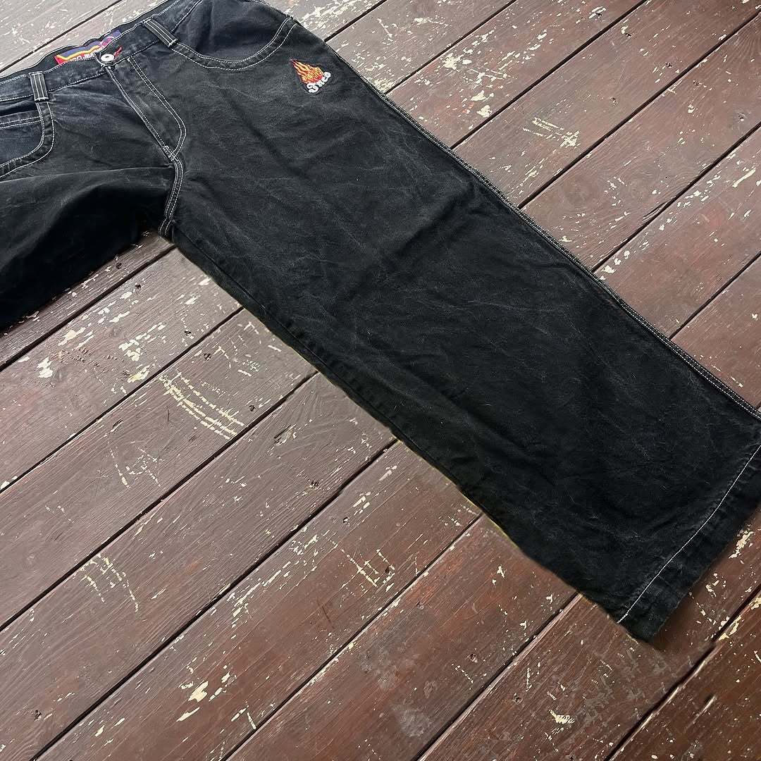 BAGGOUT Trendy street style crossbones print denim