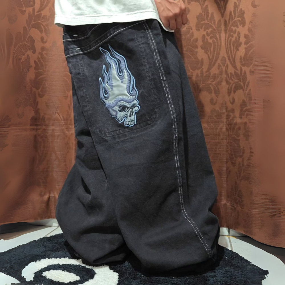 BAGGOUT American inmortal skull street loose casual jeans for men and women