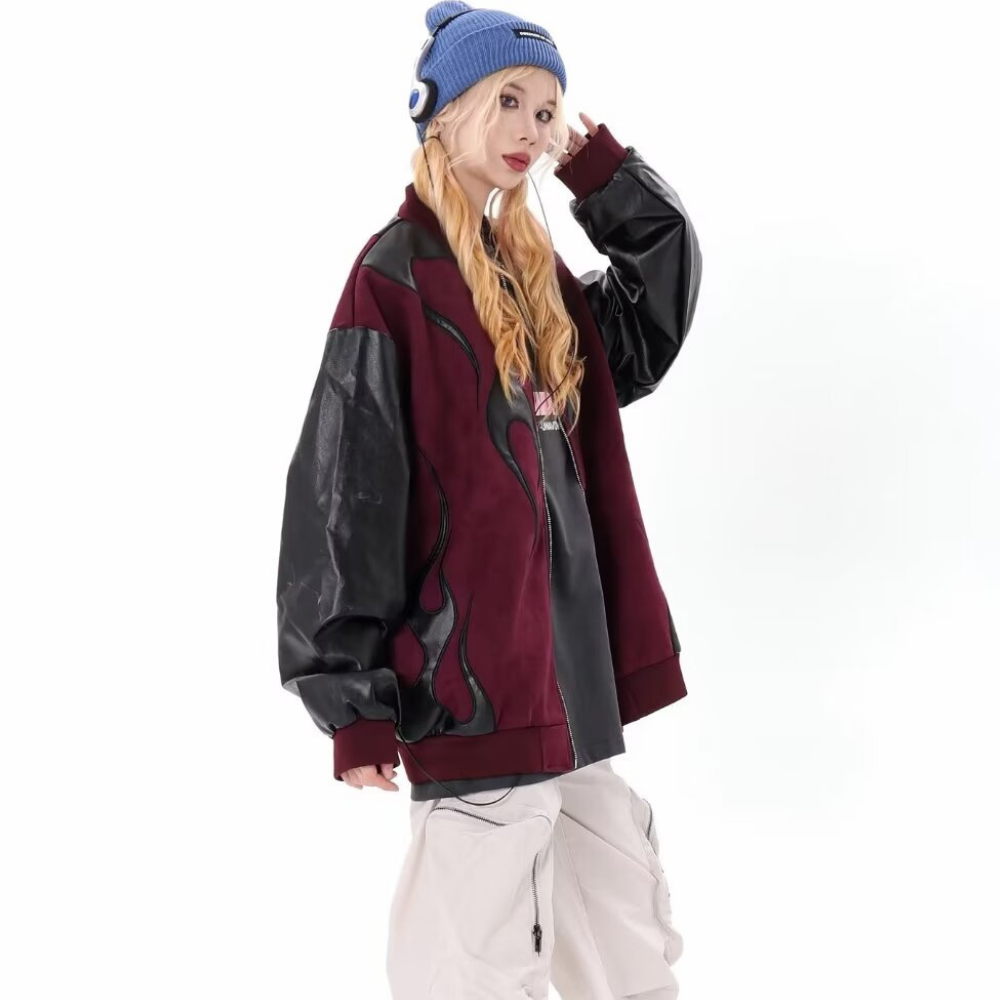 Flame Suede Contrast Leather Jacket