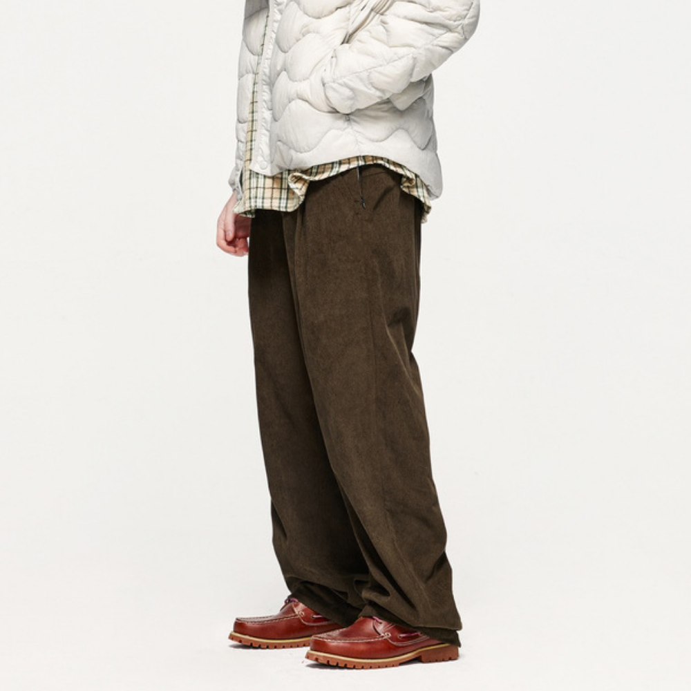 Solid Color Straight Corduroy Sweatpants