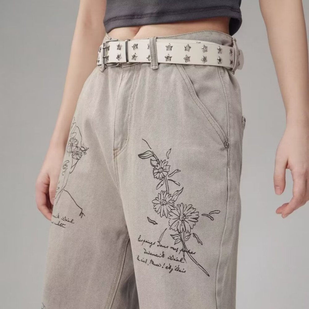 Women's Hand Painted Graffiti Jeans