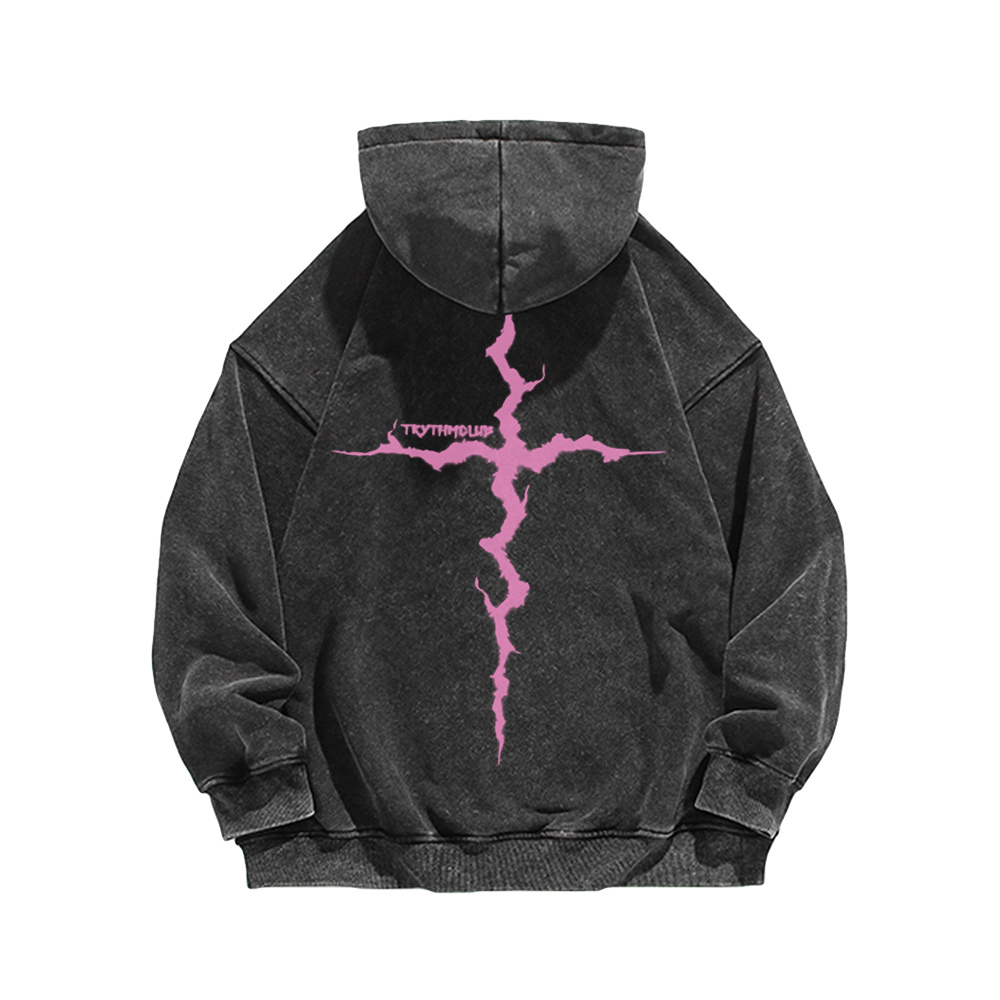 Japanese lightning Cross Washed Hoodie