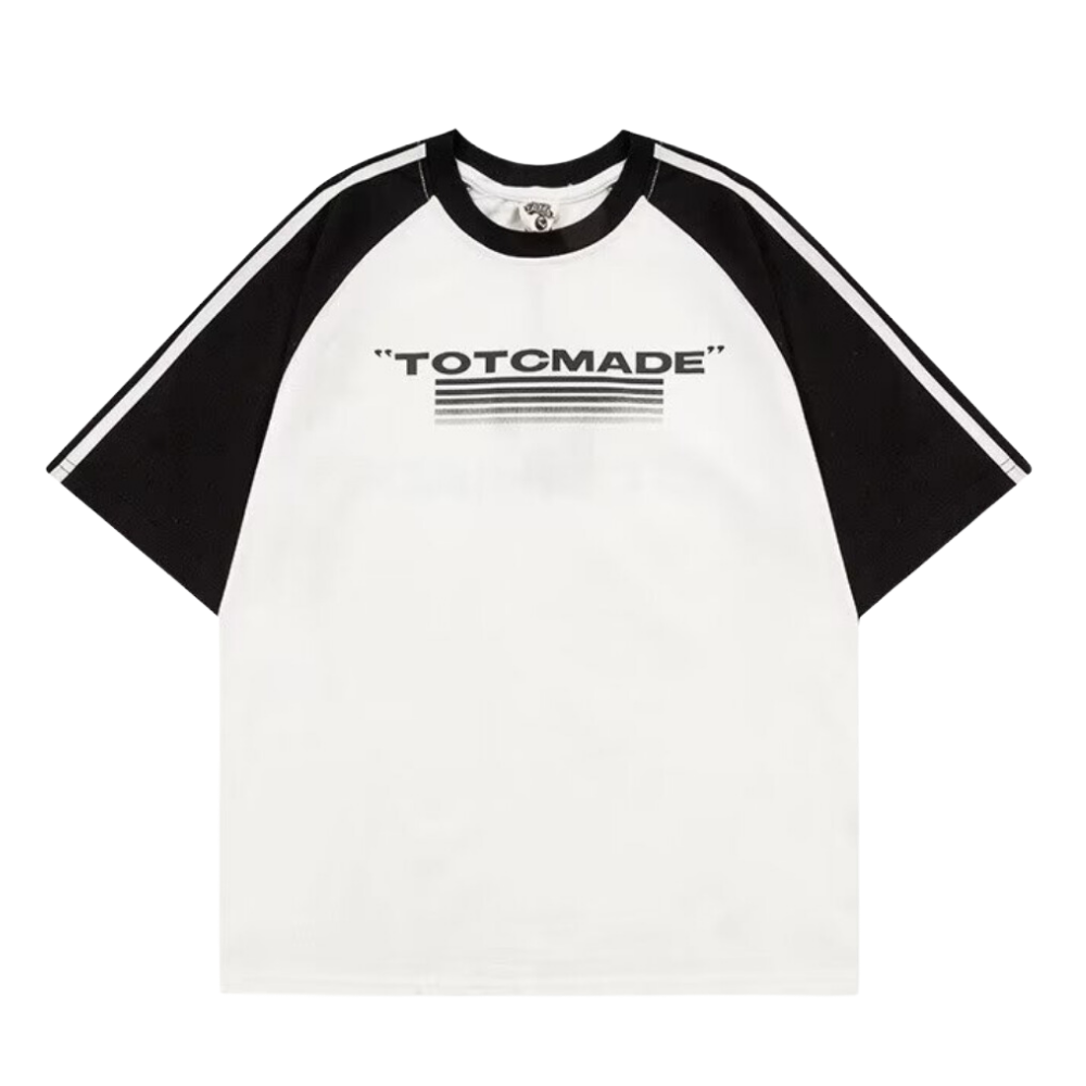Retro EmbroideRed Colorblock Striped T-shirt
