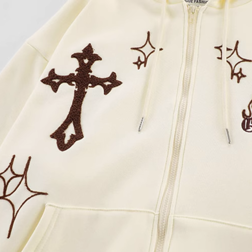 High Street Cross Embroidered Hoodie