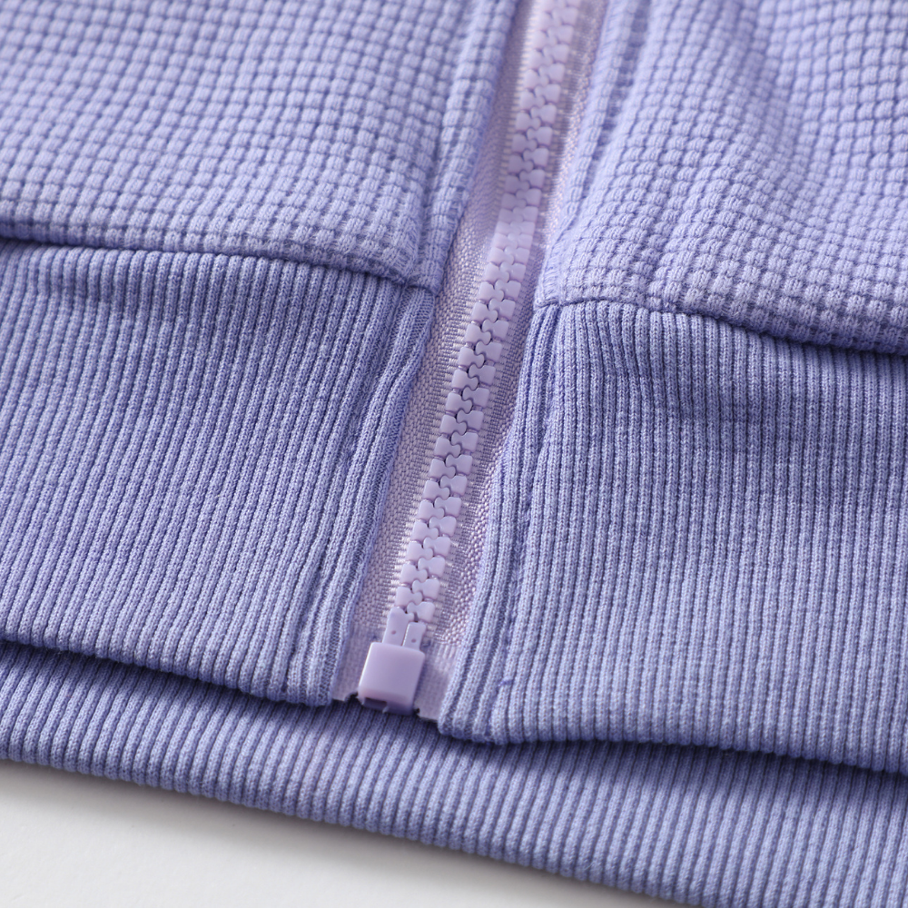 Cute Star Waffle Fabric Zipper Hoodies