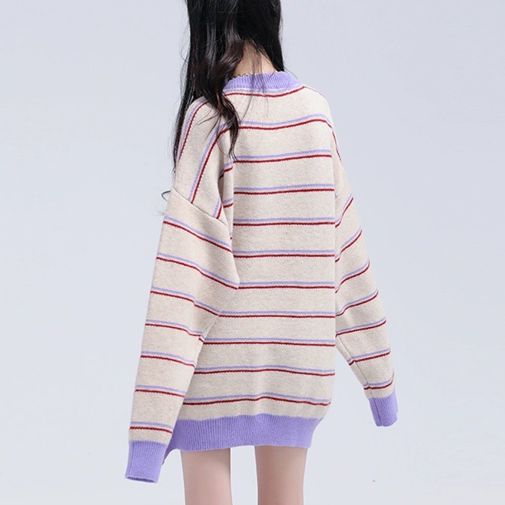 Japanese Retro Striped Lamb Sweater