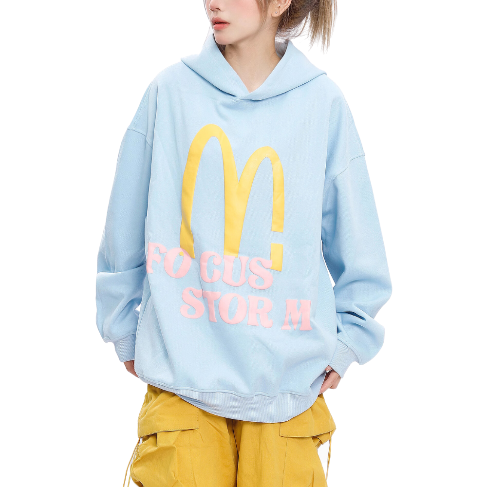 Casual Japanese Letter Print Hoodie