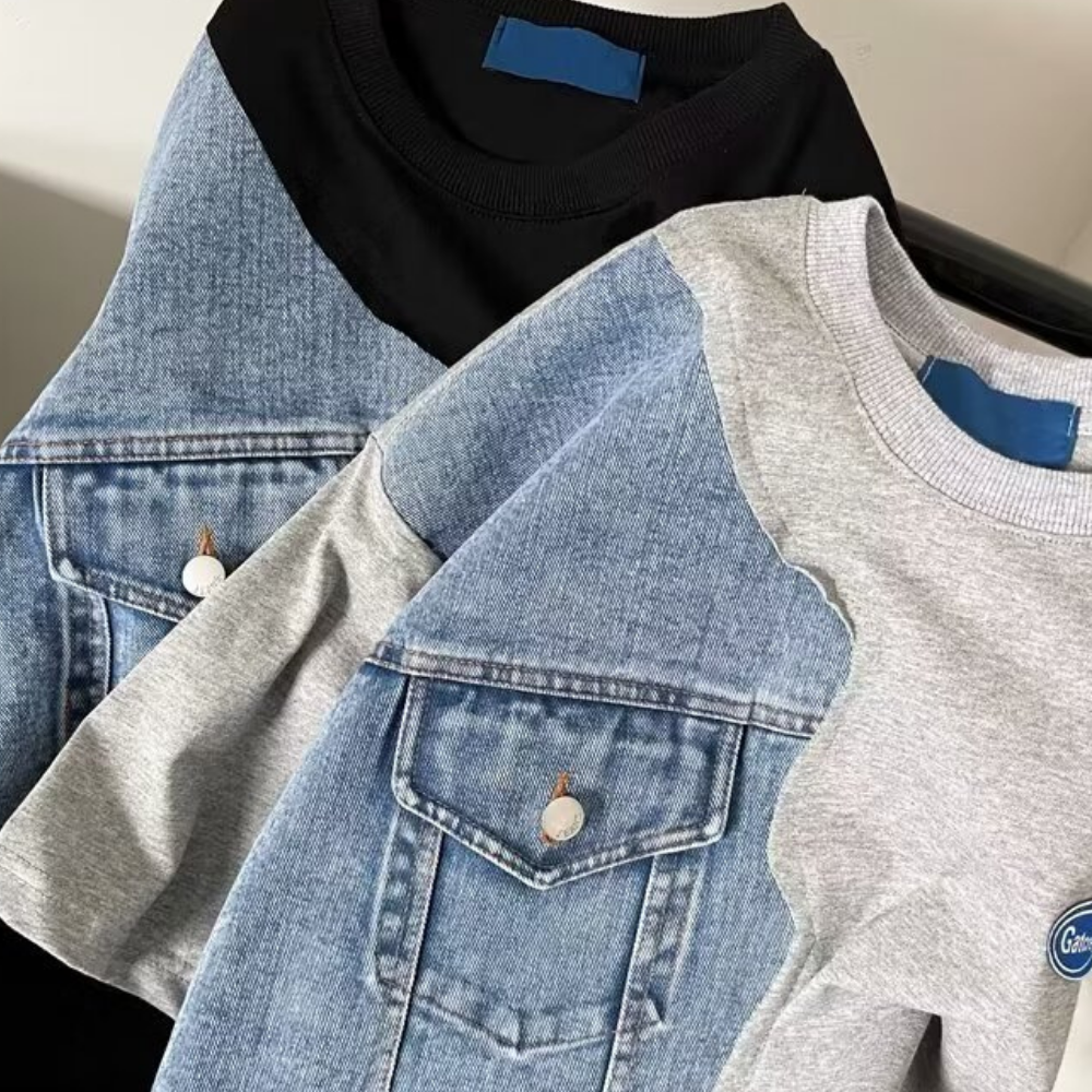 Japanese Denim Spliced T-shirt