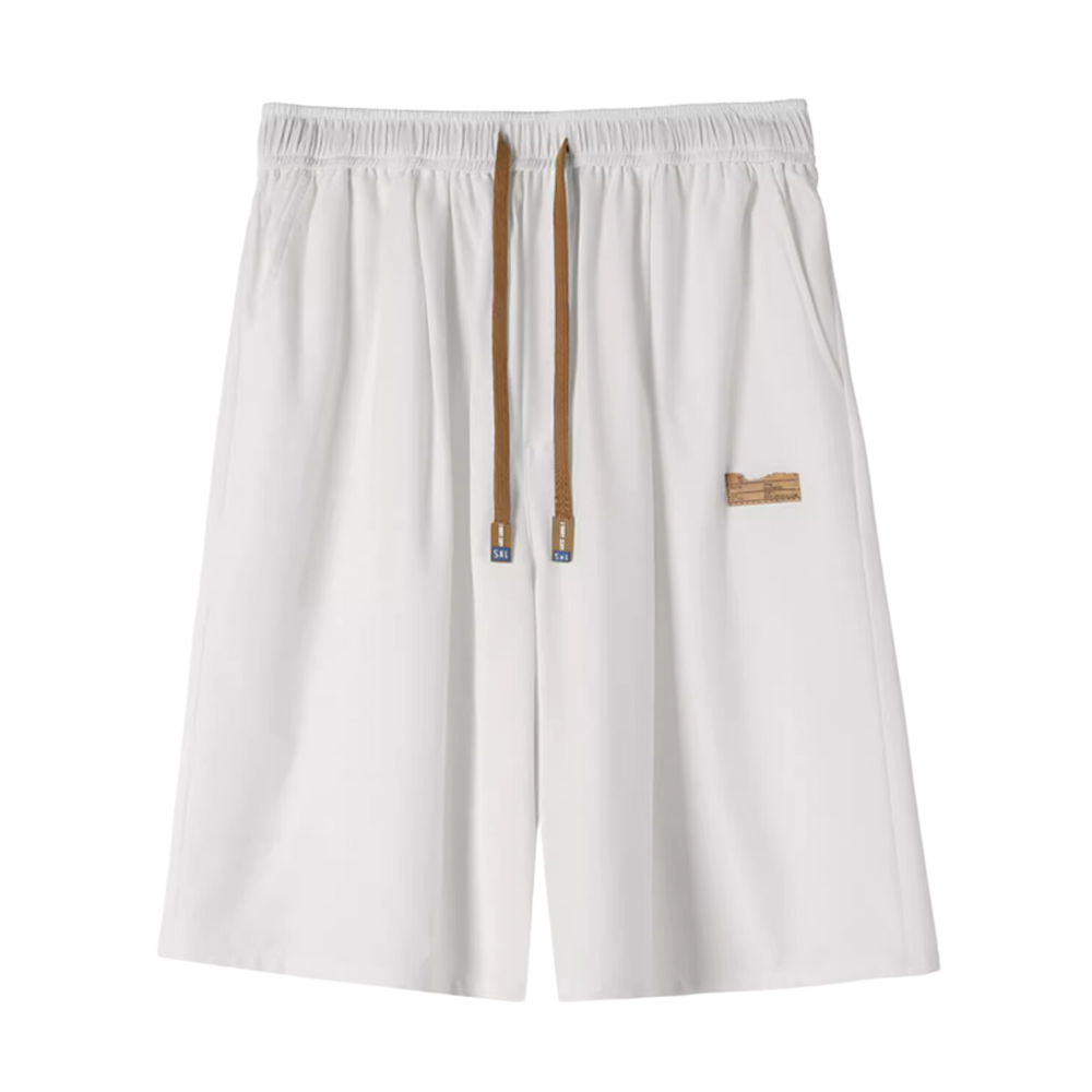 Relaxed Solid Drawstring Shorts