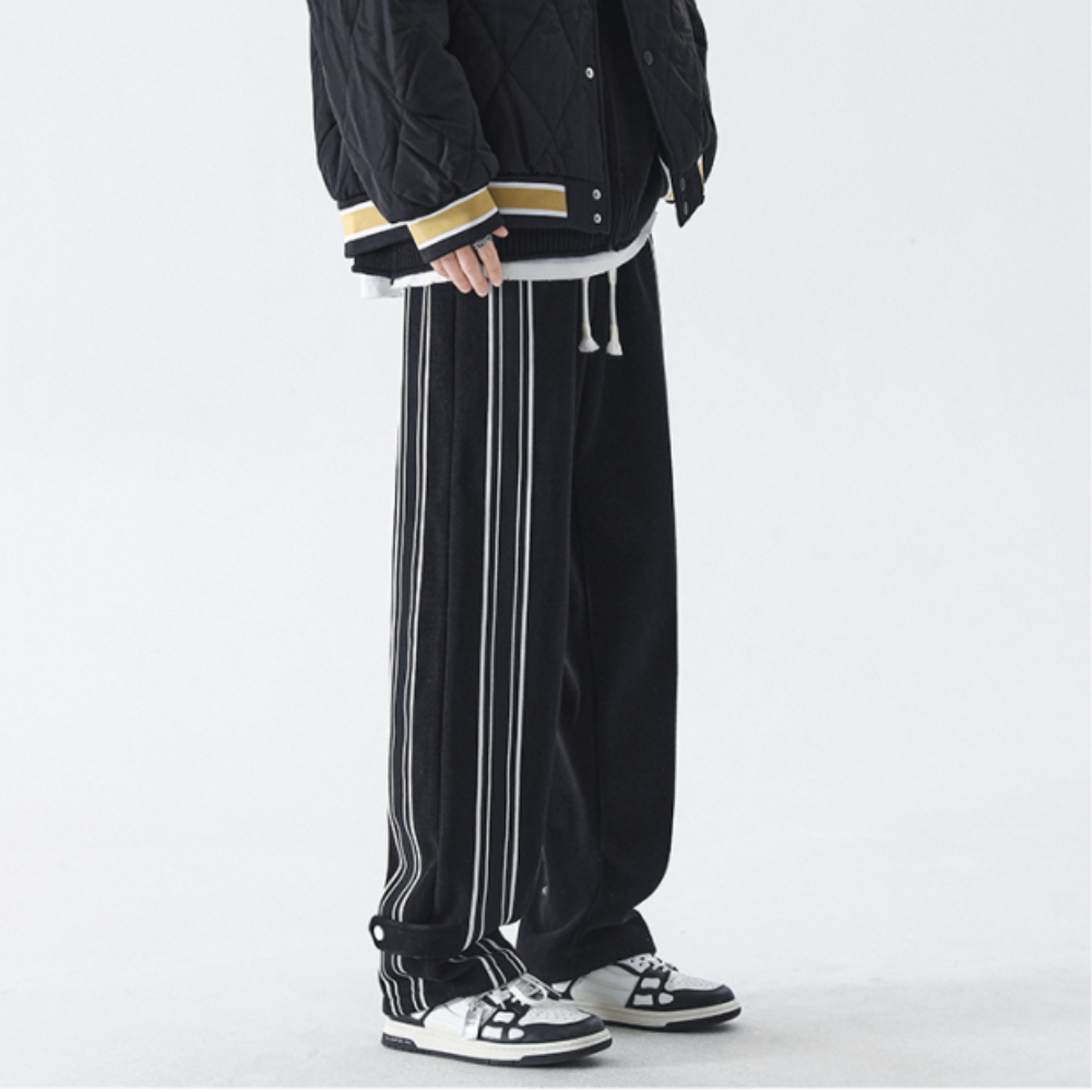 Black and White Striped Sweatpants