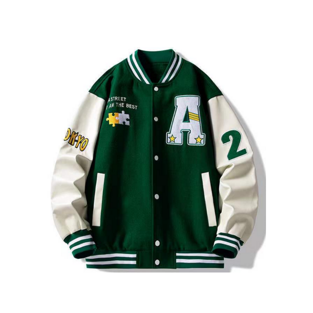 Vintage Letter Star Embroidery Varsity Jacket