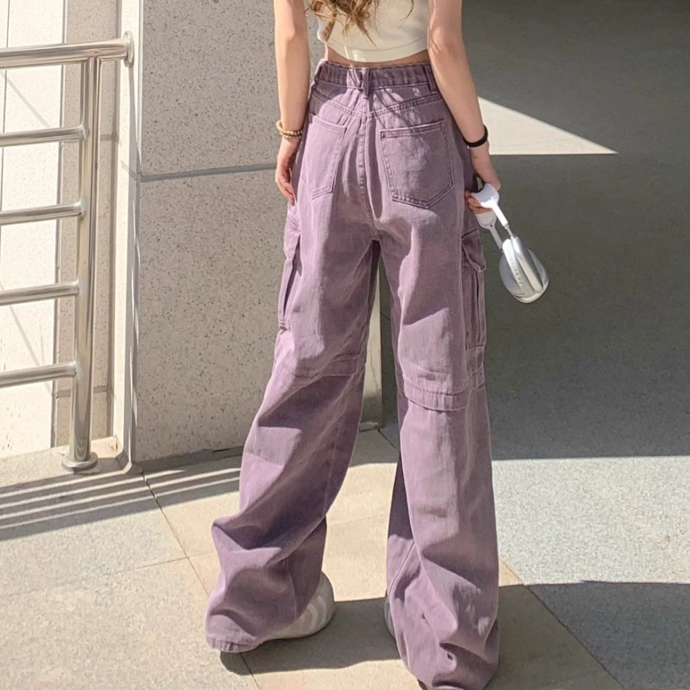 Women's American Retro Purple Cargo Pants