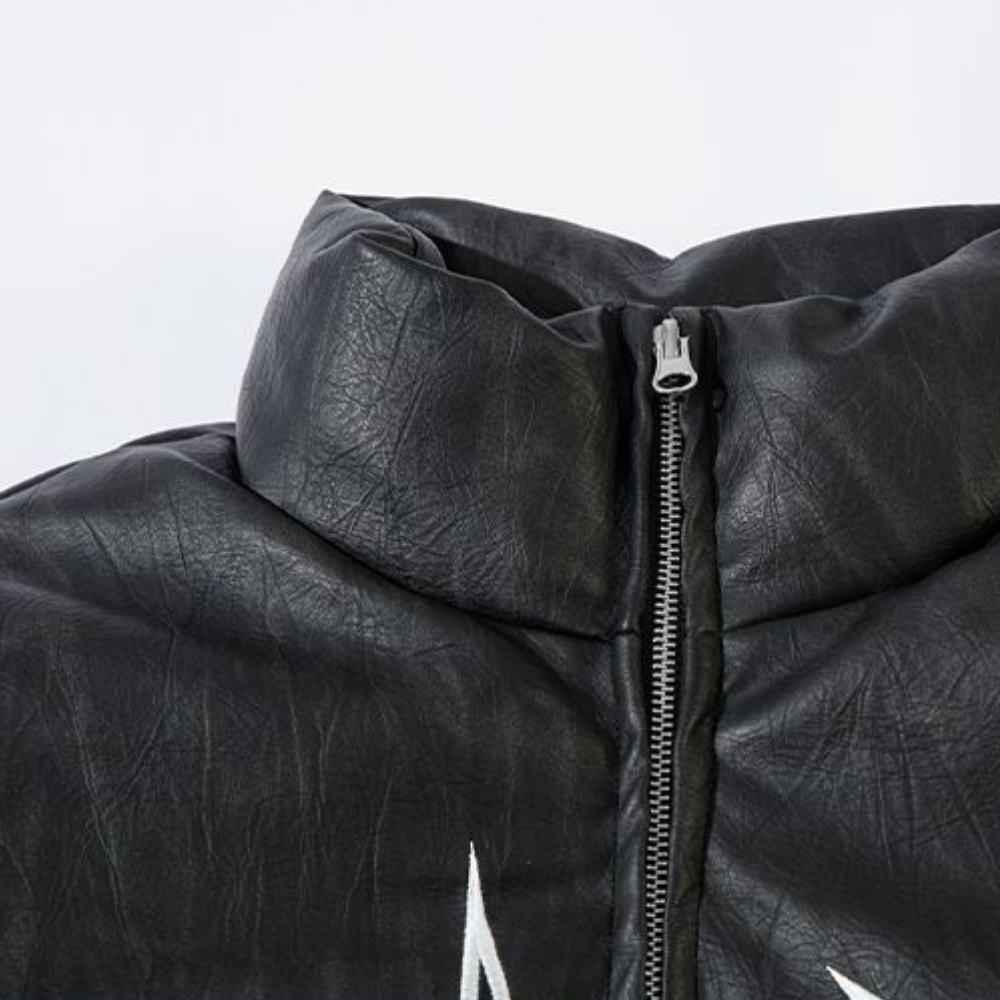 Thorn Letter Patch Stand Collar Coat