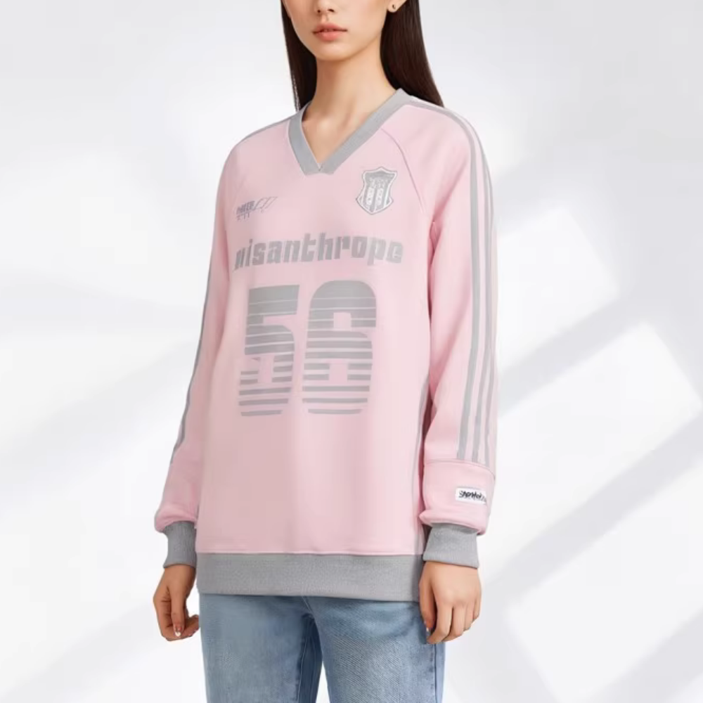 American Contrast Striped V-Neck Sweatshirt