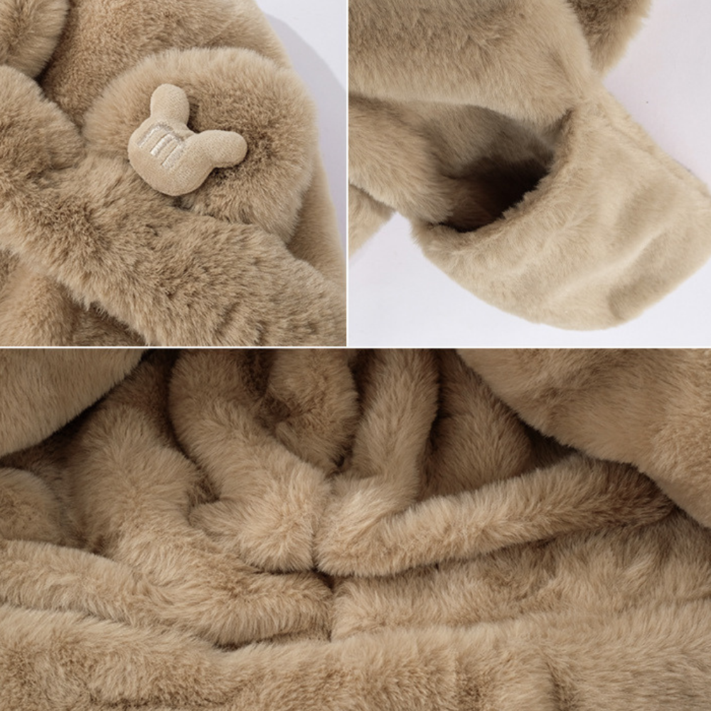 Bear Scarf Gloves Plush Hat