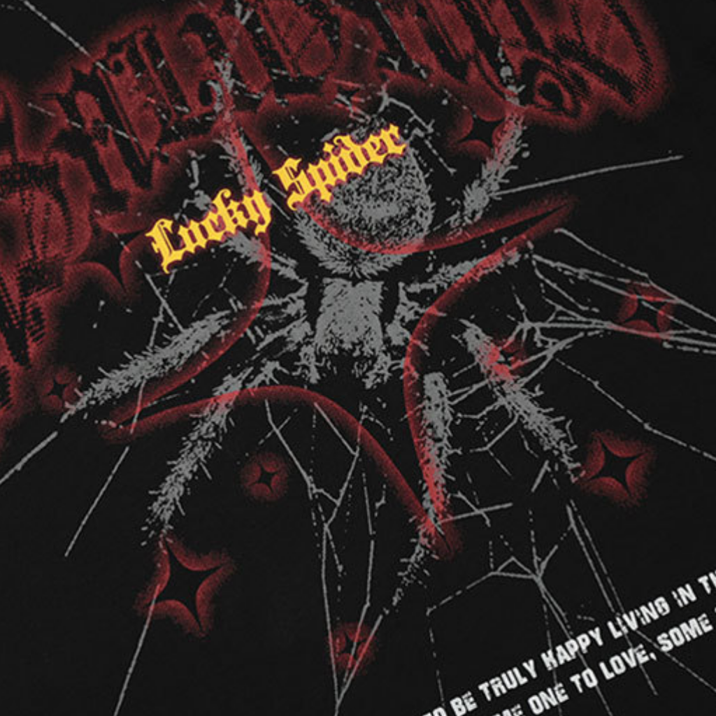 Dark Spider Print Cotton T-shirt