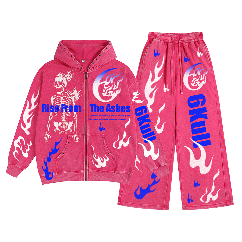 6Kull 'RFTA' Printed Tracksuit - Pink