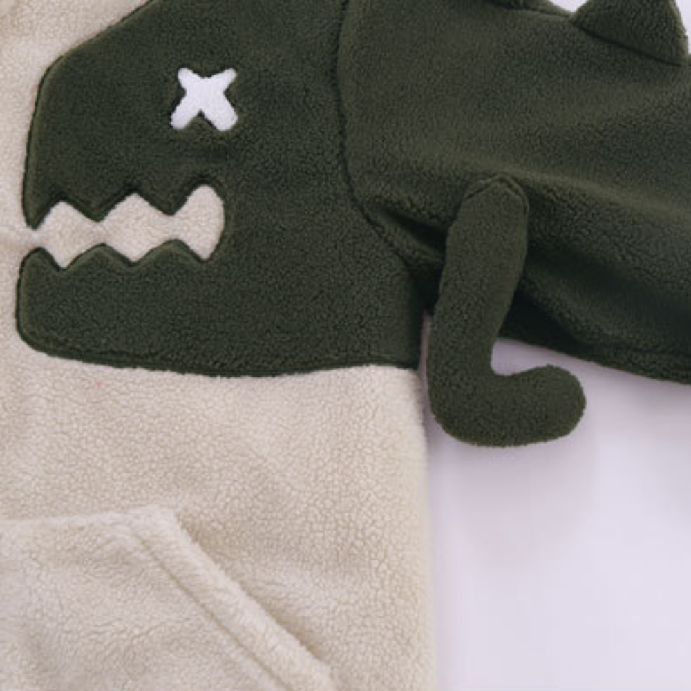 Dinosaur Lamb Wool Splicing Coat