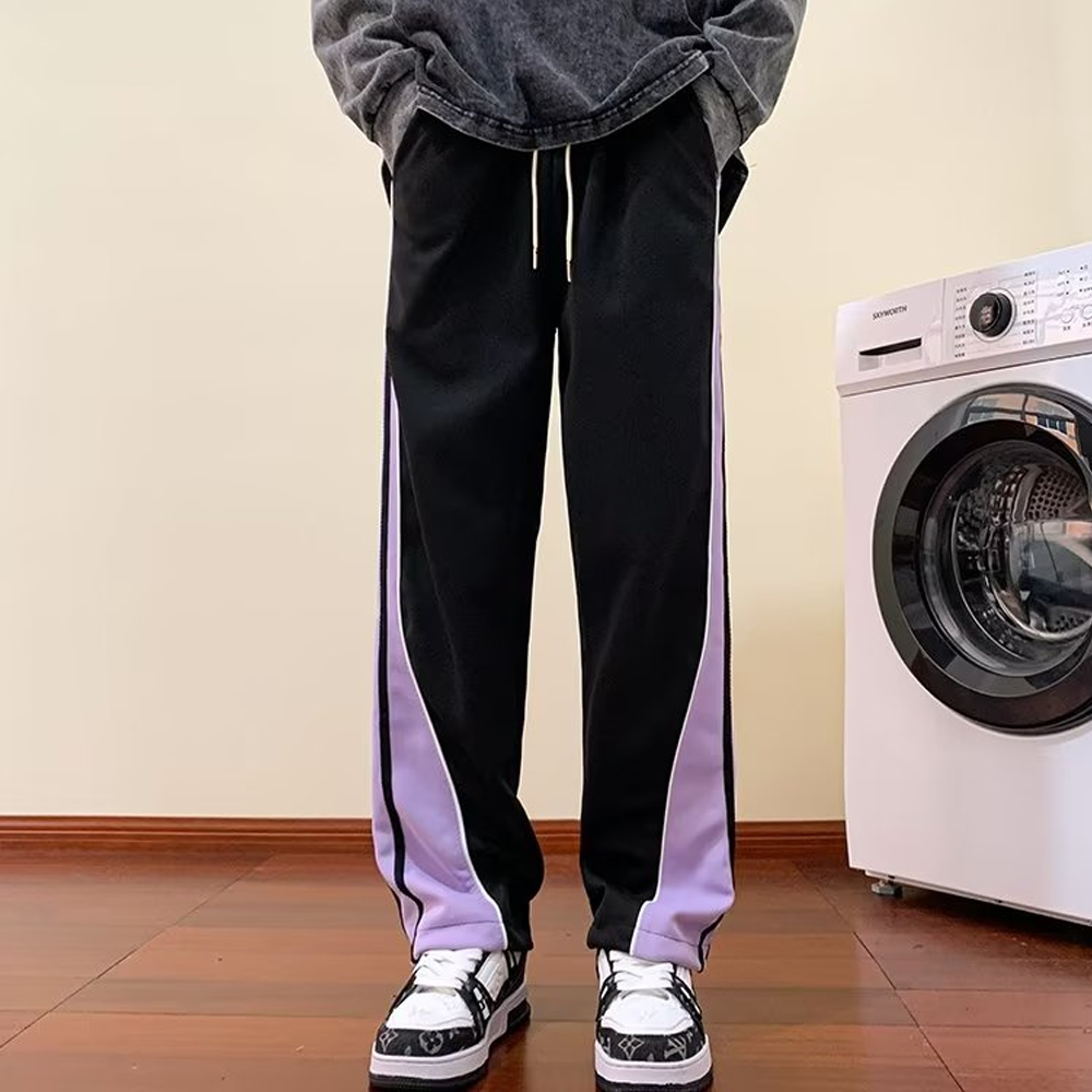 Versatile Contrast Color Straight Leg Sweatpants