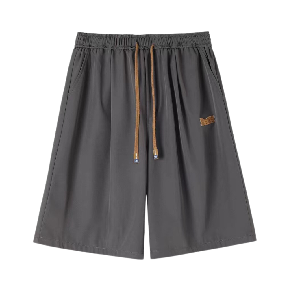 Relaxed Solid Drawstring Shorts