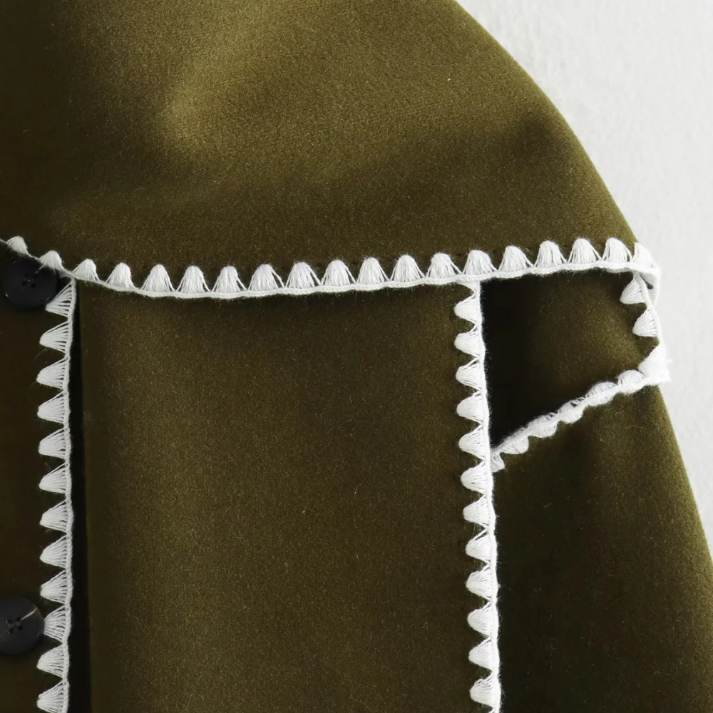 Women's Sarf Patchwork Woolen Coat
