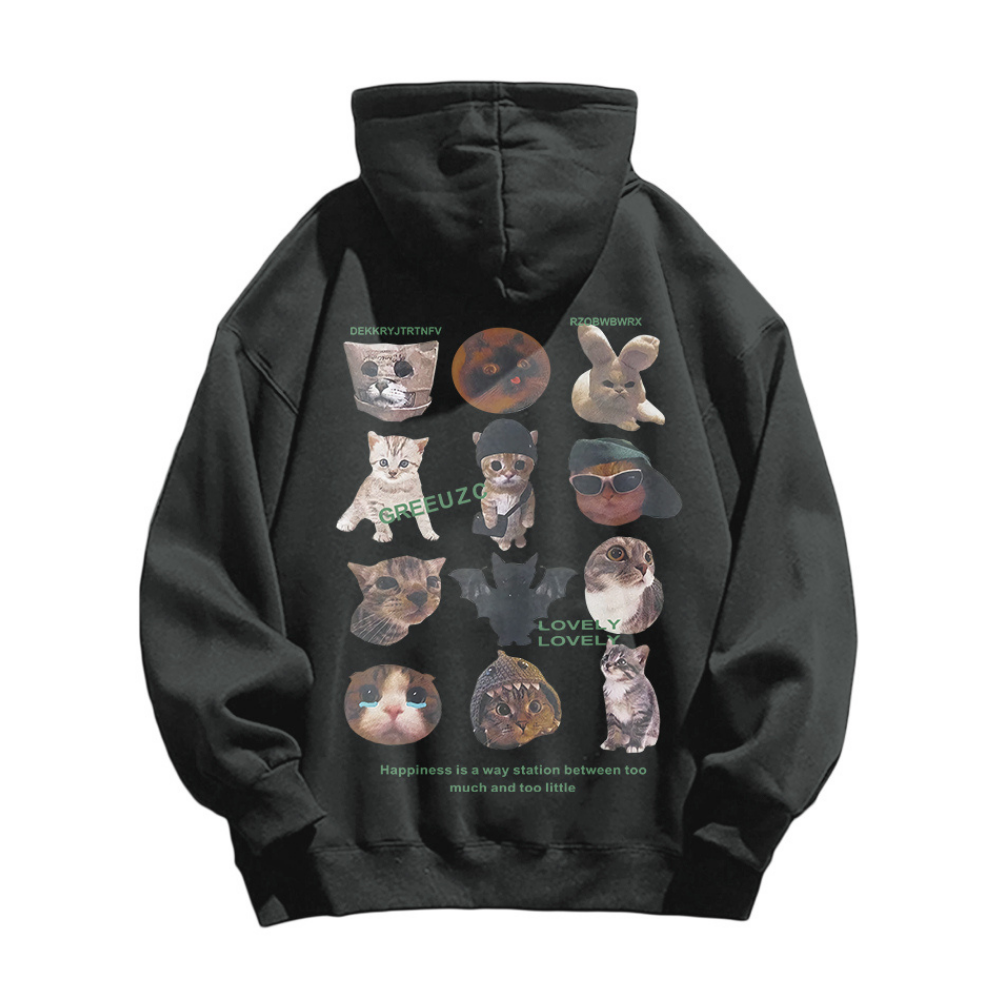 Cartoon Anime Cat Print Hoodie