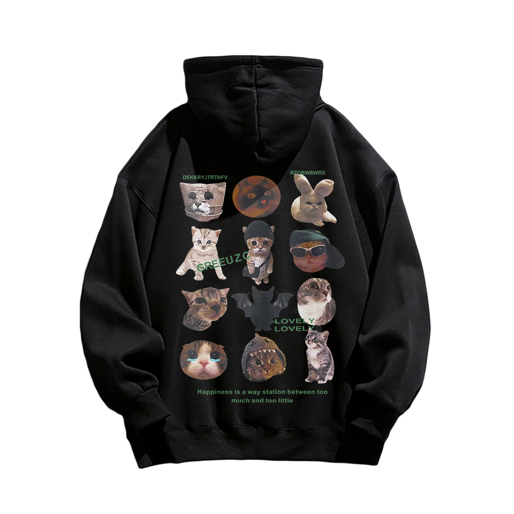 Cartoon Anime Cat Print Hoodie