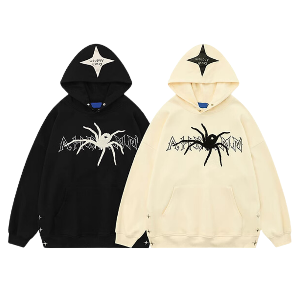 Starburst Spider Patch Button Hoodie