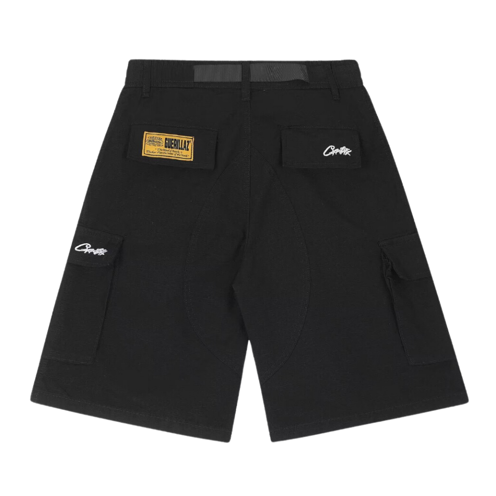 Street Print Belted Side Button Shorts