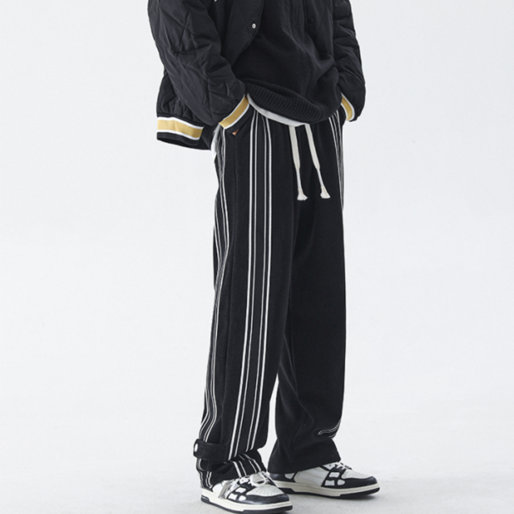Black and White Striped Sweatpants