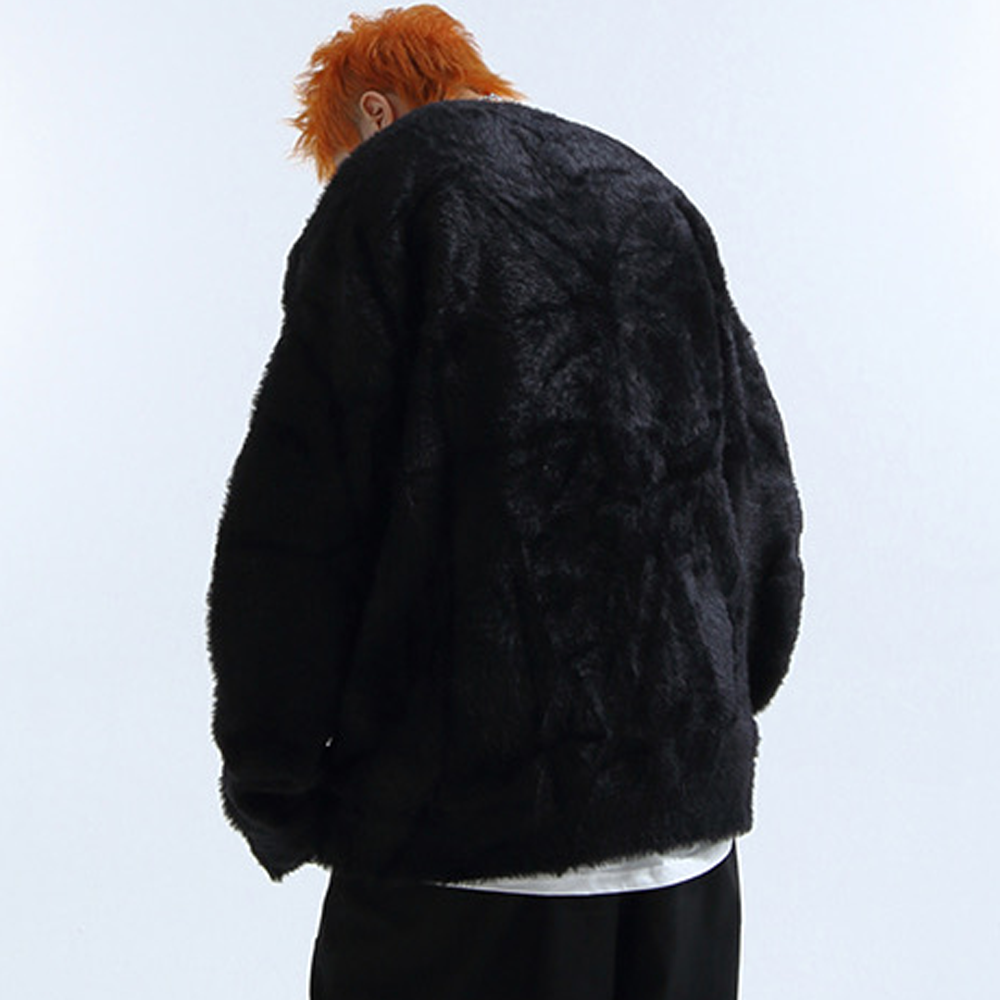 Lazy Style Solid Color Seahorse Hair Cardigan Sweater