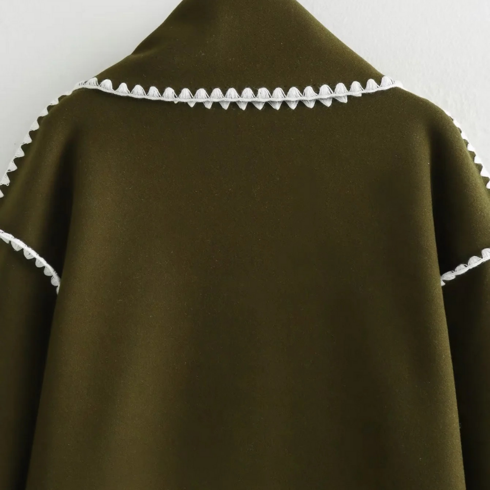 Women's Sarf Patchwork Woolen Coat