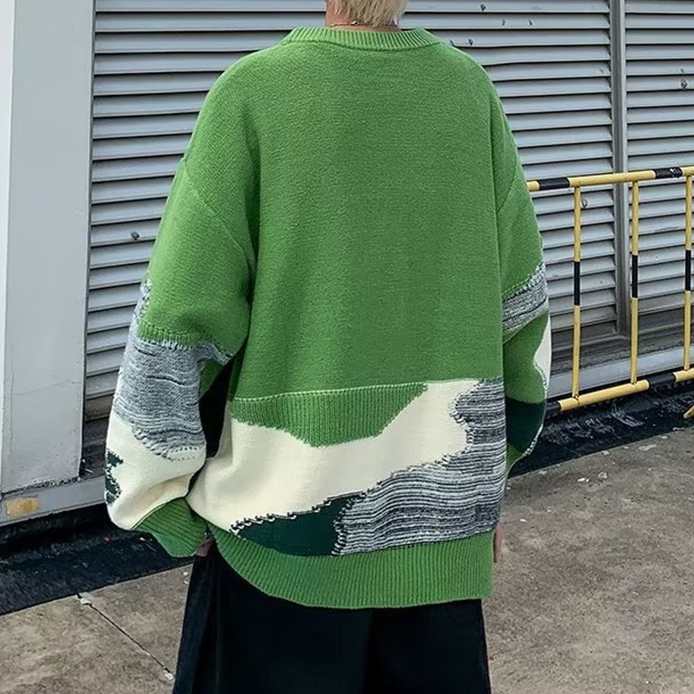 Irregular Contrasting Color Design Sweater