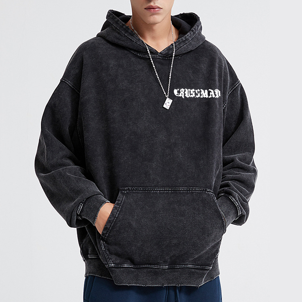 Retro rose letters Washed Hoodie