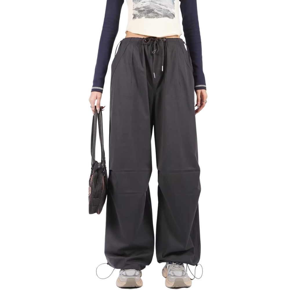 Vintage Solid Color Drawstring Sweatpants
