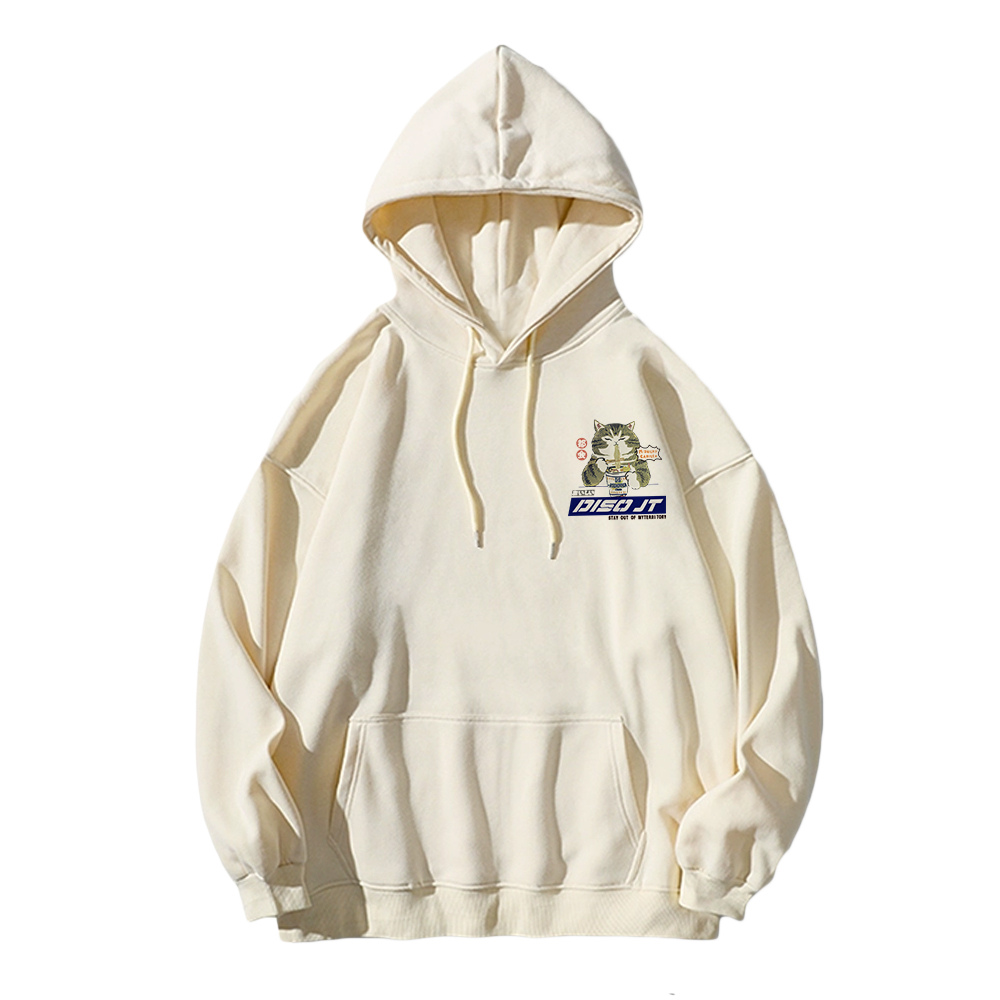 Japanese Greedy Cat Print Hoodie