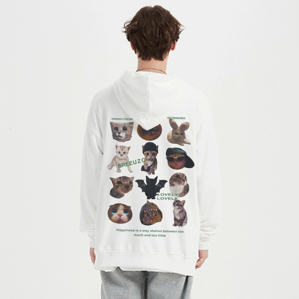 Cartoon Anime Cat Print Hoodie