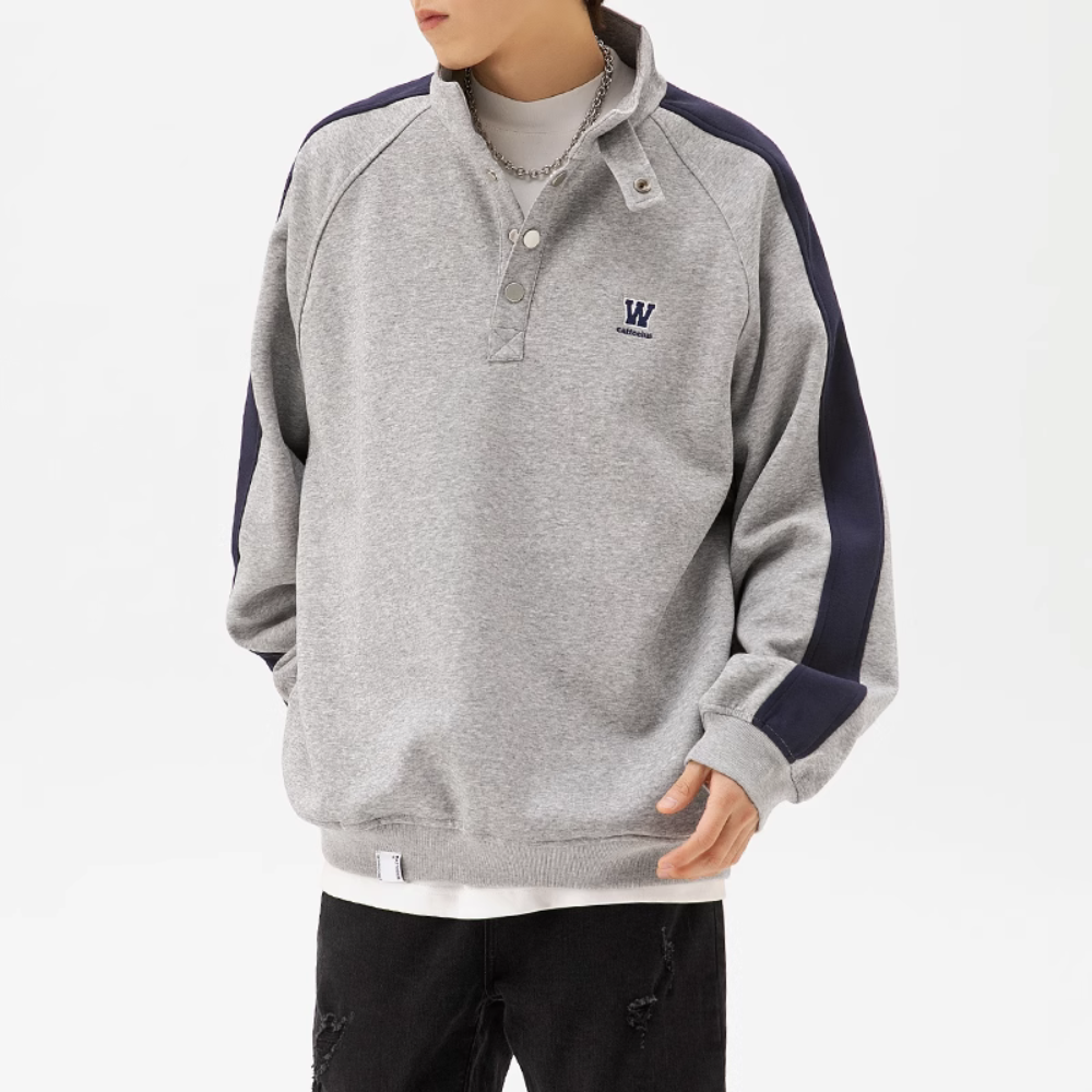 Japanese Urban W letter Polo sweatshirt