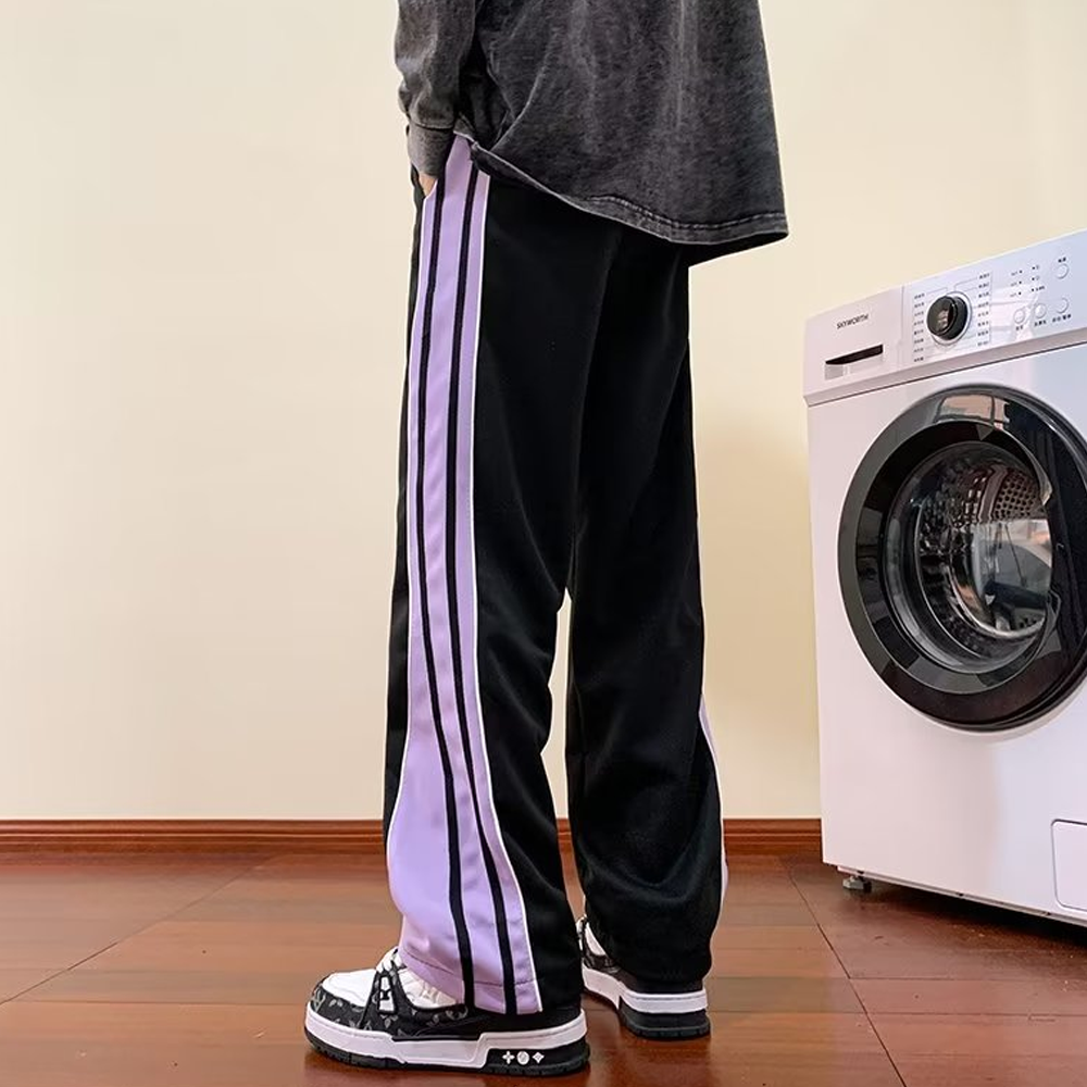 Versatile Contrast Color Straight Leg Sweatpants