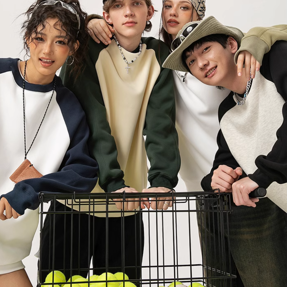 Solid Color Raglan Sweatshirt