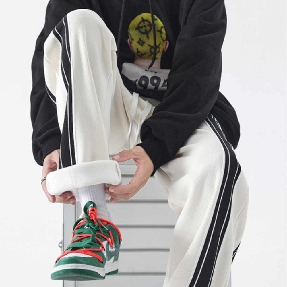 Black and White Striped Sweatpants