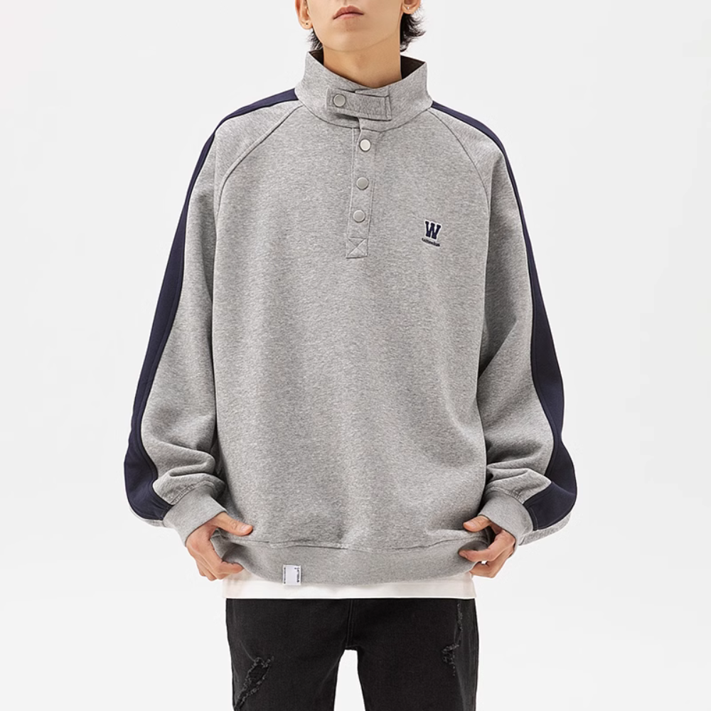 Japanese Urban W letter Polo sweatshirt