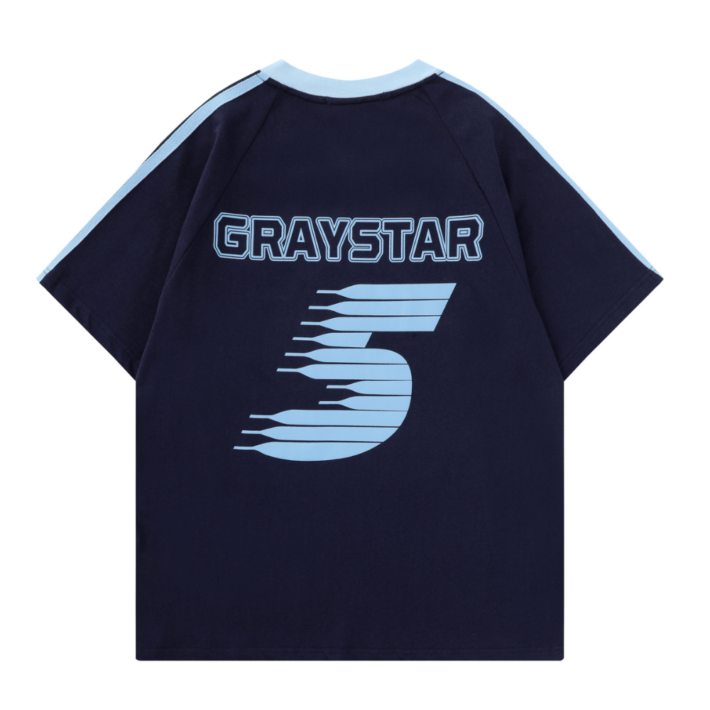 Sports Patchwork V-neck T-shirt