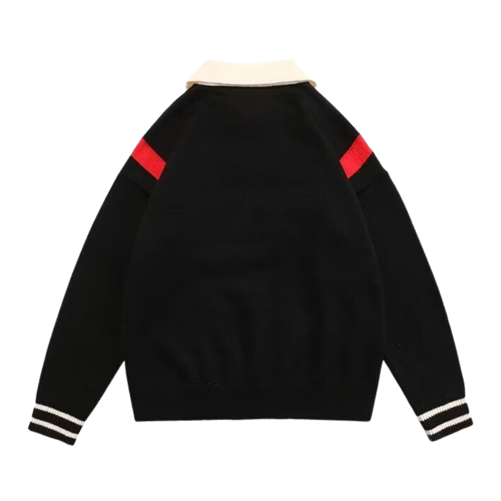 Jacquard Letter Polo Sweater
