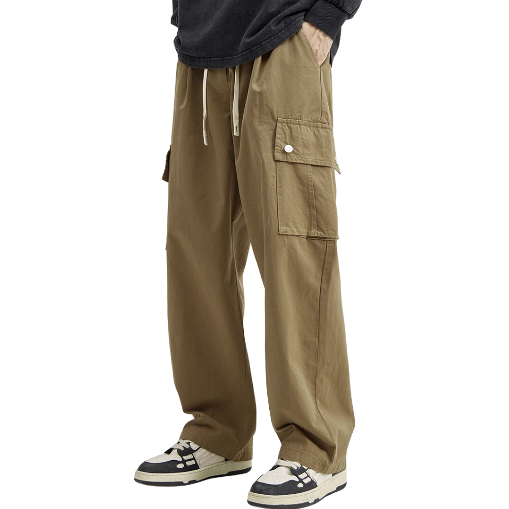 Vintage Large Pocket Solid Color Cargo Pants