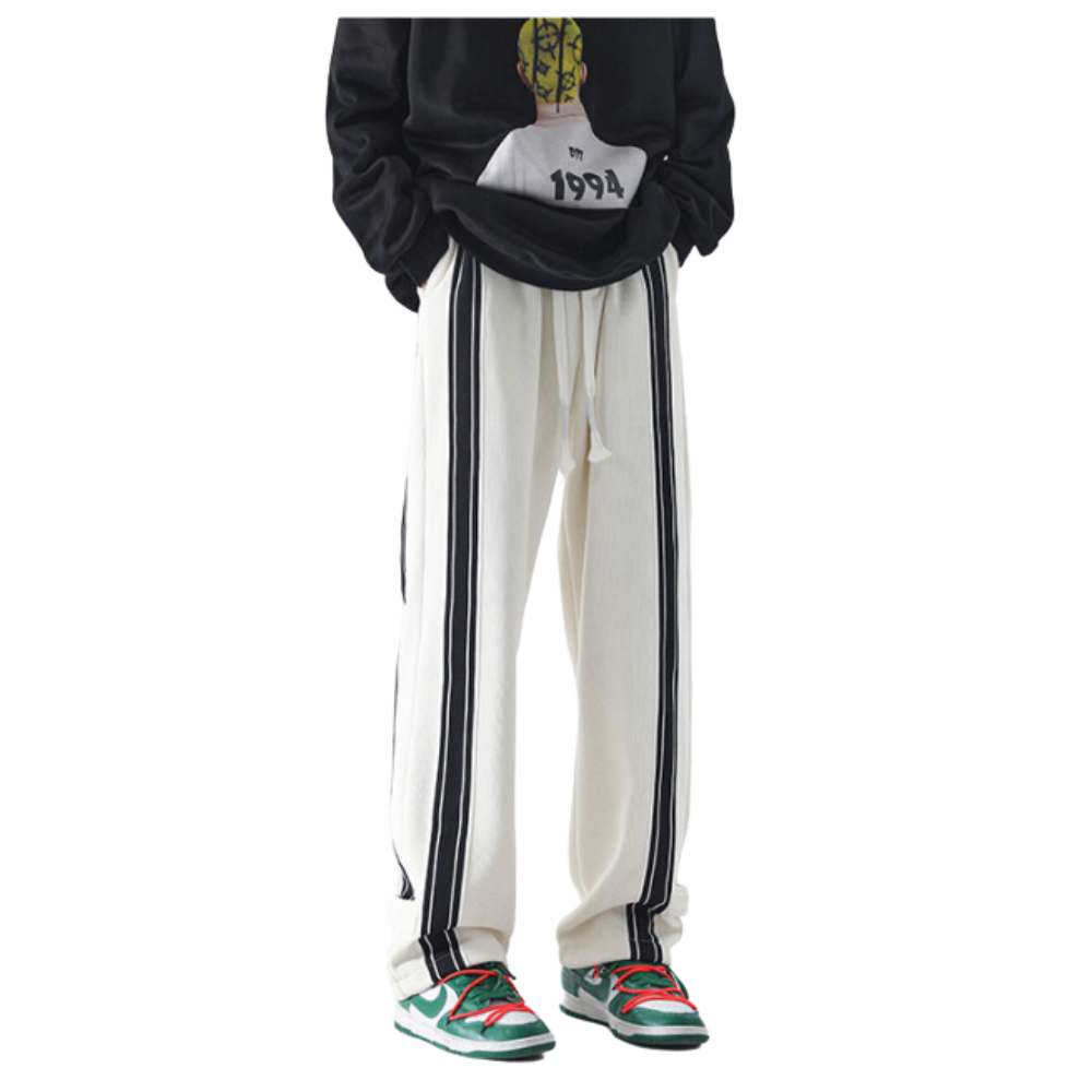 Black and White Striped Sweatpants