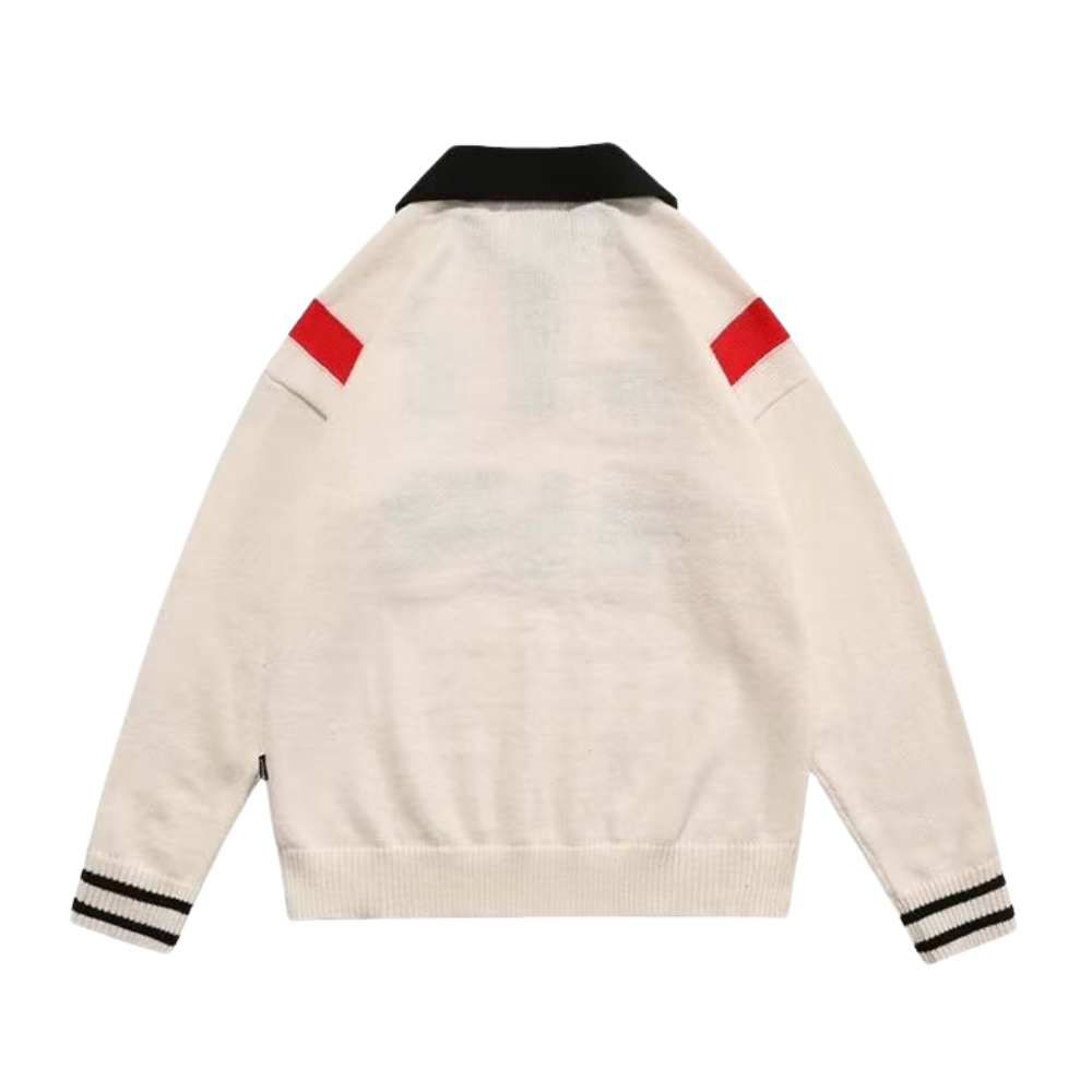 Jacquard Letter Polo Sweater