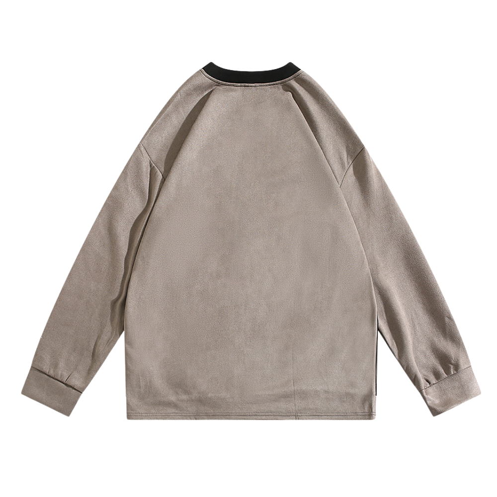 Animation Printed Suede Raglan Sweatshirt